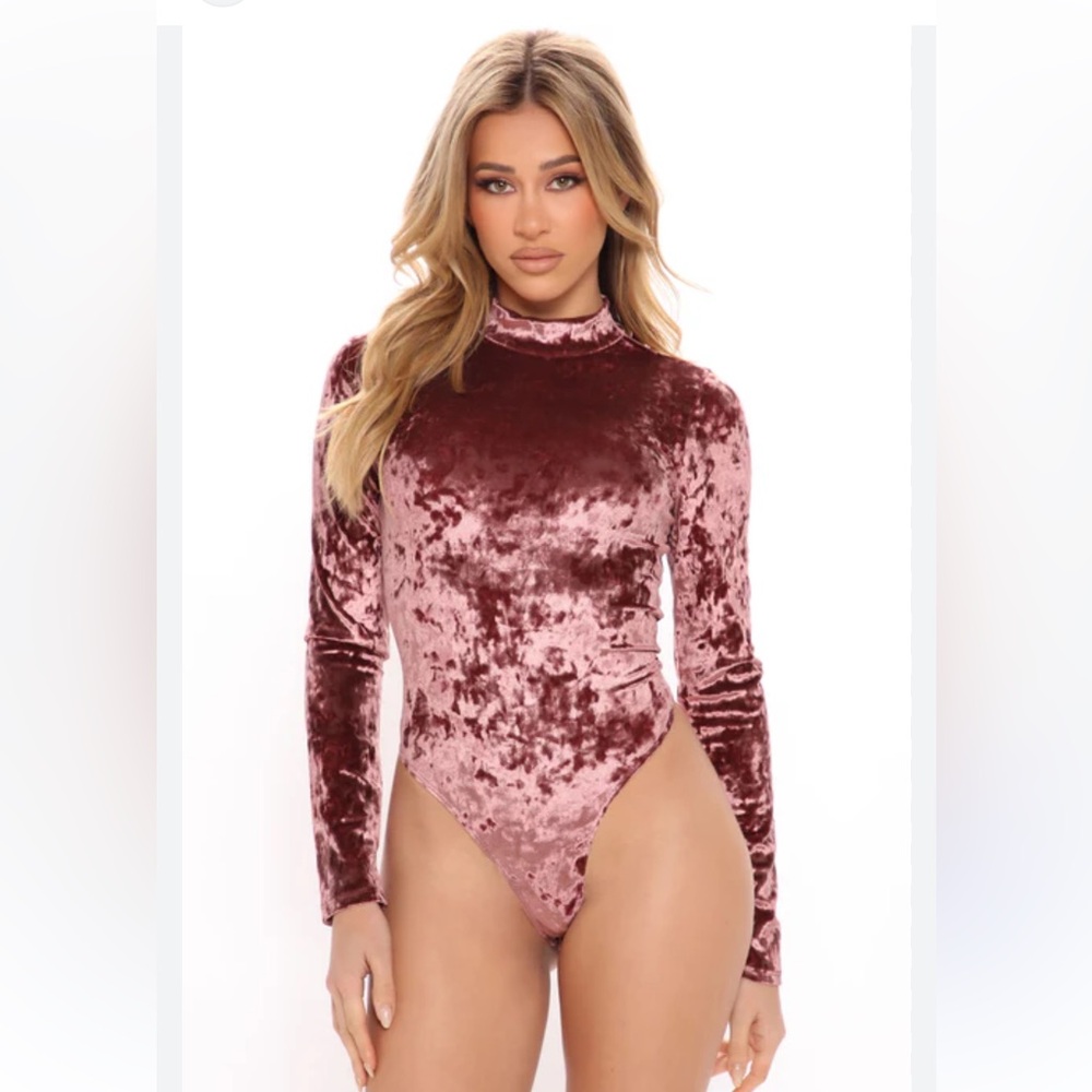 Bozzolo Velvet Long Sleeve Bodysuit - Brown